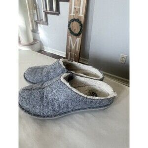 Clarks Step Flow Cloud Slippers Gray Wool Felt Clogs Slip On Size 7 Comfort
